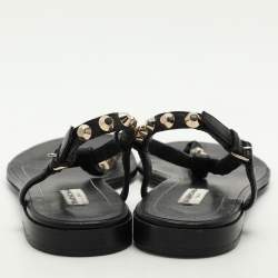 Balenciaga Black Leather Arena Flat Sandals Size 39