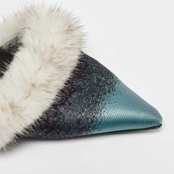 Balenciaga Multicolor Brocade Fabric and Mink Fur Pumps Size 40.5
