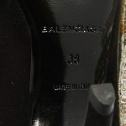 Pre Owned Balenciaga Black Satin Sequins Embellished Talon Slash Pumps Size 38