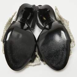 Balenciaga Black Satin Sequins Embellished Slingback Sandals Size 38.5