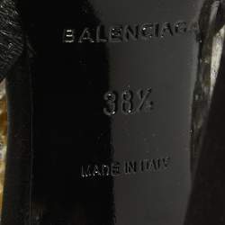 Balenciaga Black Satin Sequins Embellished Slingback Sandals Size 38.5