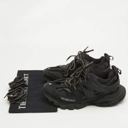 Pre Owned Balenciaga Black Faux Leather and Mesh Track Sneakers Size 38