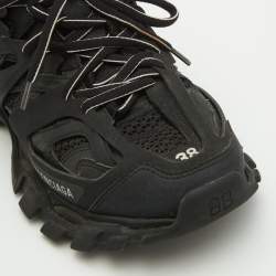 Pre Owned Balenciaga Black Faux Leather and Mesh Track Sneakers Size 38