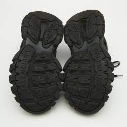Pre Owned Balenciaga Black Faux Leather and Mesh Track Sneakers Size 38