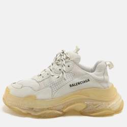 Balenciaga White Leather and Mesh Triple S Low Top Sneakers Size 40