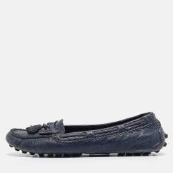 Balenciaga Navy Blue Leather Arena Loafers Size 39