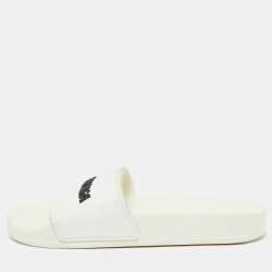 Balenciaga White Rubber Logo Pool Slides Size 37