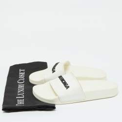 Balenciaga White Rubber Logo Pool Slides Size 37