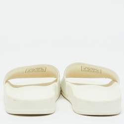 Balenciaga White Rubber Logo Pool Slides Size 37