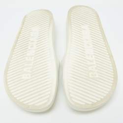 Balenciaga White Rubber Logo Pool Slides Size 37