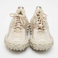 Balenciaga Beige Faux Leather and Mesh Defender Sneakers Size 38