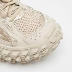 Balenciaga Beige Faux Leather and Mesh Defender Sneakers Size 38