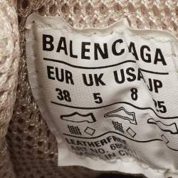 Balenciaga Beige Faux Leather and Mesh Defender Sneakers Size 38
