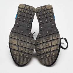 Balenciaga Black/Blue Mesh and Leather Race Runner Sneakers Size 35