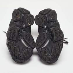 Pre Owned Balenciaga Black Leather and Mesh Triple S Sneakers Size 38