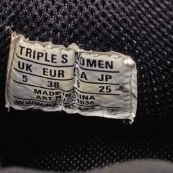 Pre Owned Balenciaga Black Leather and Mesh Triple S Sneakers Size 38