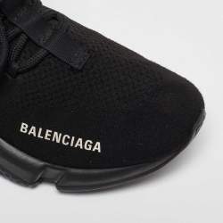 Pre Owned Balenciaga Black Knit Fabric Speed 2.0 Lace up Sneakers Size 37