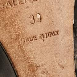 Balenciaga Black Leather Ankle Strap Wedge Sandals Size 39