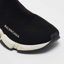 Balenciaga Black Knit Fabric Speed High Top Sneakers Size 37