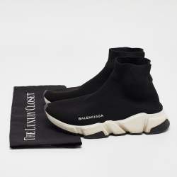 Balenciaga Black Knit Fabric Speed High Top Sneakers Size 37