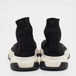 Balenciaga Black Knit Fabric Speed High Top Sneakers Size 37