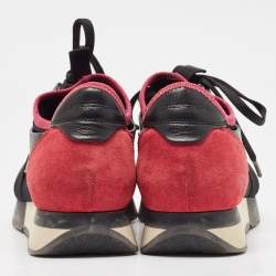 Pre Owned Balenciaga Black/Pink Leather and Mesh Race Runner Sneakers Size 39