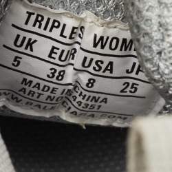 Pre Owned Balenciaga Grey Leather and Mesh Triple S Clear Lace Up Sneakers Size 38