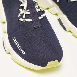 Balenciaga Blue Fabric Speed Trainer High Top Sneakers Size 39