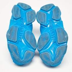 Pre Owned Balenciaga x Adidas Blue/White Faux Leather and Mesh Triple S Sneakers Size 37