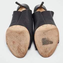 Balenciaga Black Leather Glove Slingback Sandals Size 40
