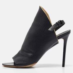 Balenciaga Black Leather Glove Slingback Sandals Size 40