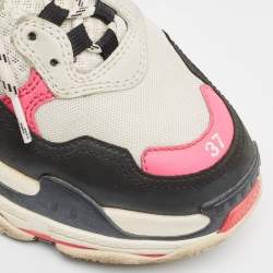 Pre Owned Balenciaga Multicolor Mesh and Nubuck Leather Triple S Sneakers Size 37