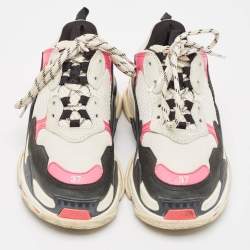 Pre Owned Balenciaga Multicolor Mesh and Nubuck Leather Triple S Sneakers Size 37