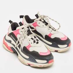 Pre Owned Balenciaga Multicolor Mesh and Nubuck Leather Triple S Sneakers Size 37