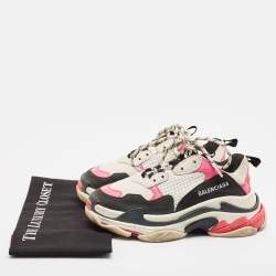 Pre Owned Balenciaga Multicolor Mesh and Nubuck Leather Triple S Sneakers Size 37