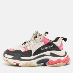 Pre Owned Balenciaga Multicolor Mesh and Nubuck Leather Triple S Sneakers Size 37