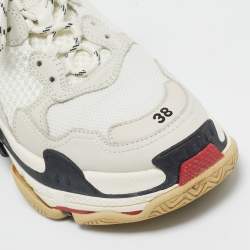 Balenciaga Multicolor Mesh and Leather Triple S Sneakers Size 38