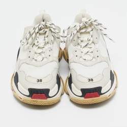 Balenciaga Multicolor Mesh and Leather Triple S Sneakers Size 38
