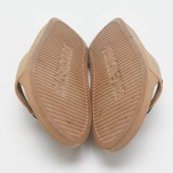 Pre Owned Balenciaga Beige Rubber Logo Pool Slides Size 39