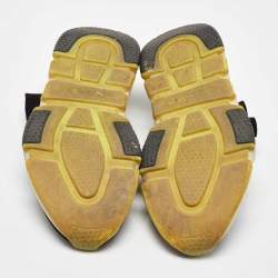 Pre Owned Balenciaga Black Knit Fabric Speed Trainer Slip On High Sneakers Size 36