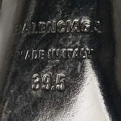 Pre Owned Balenciaga Black BB Print Satin Bow Knife Slingback Pumps Size 39.5