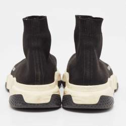 Pre Owned Balenciaga Black Knit Fabric Speed Trainer High Top Sneakers Size 39