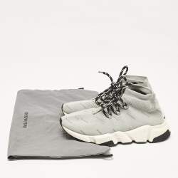 Balenciaga Grey Knit Fabric Speed Trainer Lace Up Sneakers Size 37