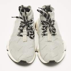 Balenciaga Grey Knit Fabric Speed Trainer Lace Up Sneakers Size 37