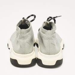 Balenciaga Grey Knit Fabric Speed Trainer Lace Up Sneakers Size 37