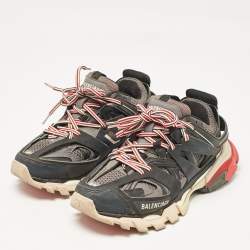 Balenciaga Black Faux Leather and Mesh Track Sneakers Size 37