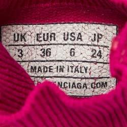 Balenciaga Bright Pink Knit Fabric Speed Trainer Slip On Sneakers Size 36