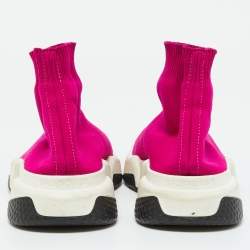 Balenciaga Bright Pink Knit Fabric Speed Trainer Slip On Sneakers Size 36
