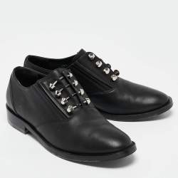 Balenciaga Black Leather Pierced Oxfords Size 37