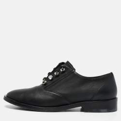 Balenciaga Black Leather Pierced Oxfords Size 37